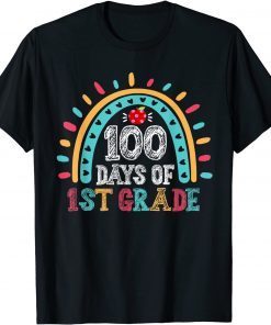 Happy 100th day Of School First 1st grade Teacher Rainbow Classic T-Shirt