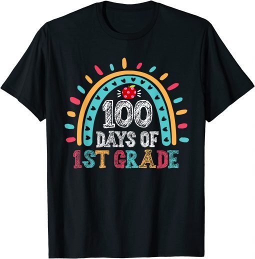 Happy 100th day Of School First 1st grade Teacher Rainbow Classic T-Shirt