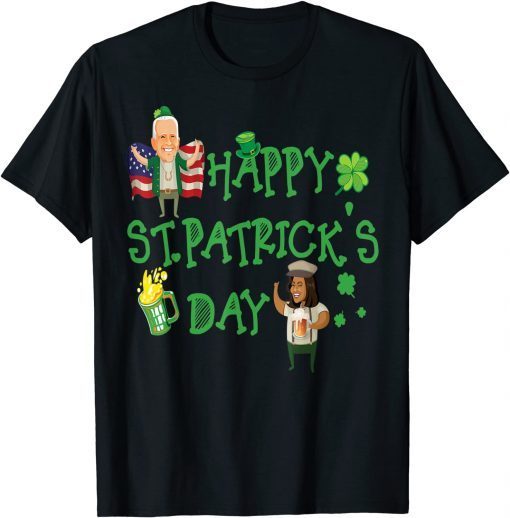 Happy St Patrick’s Day Biden And Harris With Beer Clovers Classic Shirt