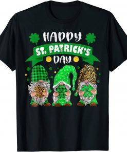 Happy St Patricks Day Three Gnome Shamrock Leopard Essential T-Shirt