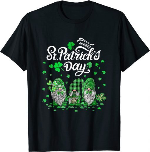 Happy St Patricks Day Three Gnomes Shamrock Essential Unisex Shirt