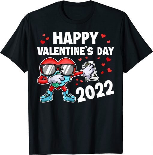 Happy Valentines Day 2022 Dabbing Heart Dab Face Mask T-Shirt