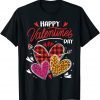 Happy Valentine's Day Three Leopard And Plaid Hearts Unisex Shirt