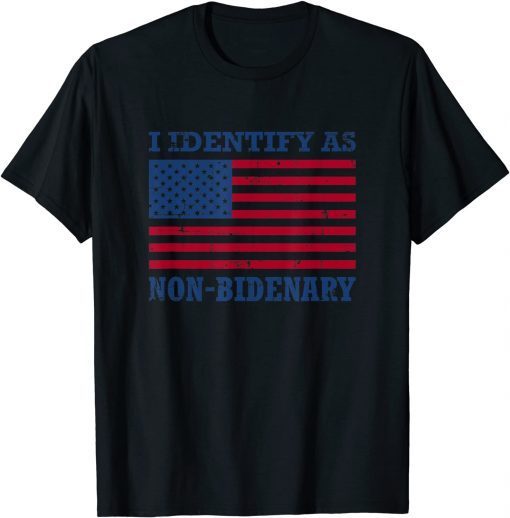 I Identify As Non-Bidenary Vintage Grunge American Flag Classic Shirt