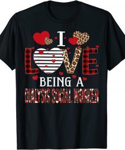 I Love Being A Dialysis Social Worker Red Plaid Valentines Classic T-Shirt