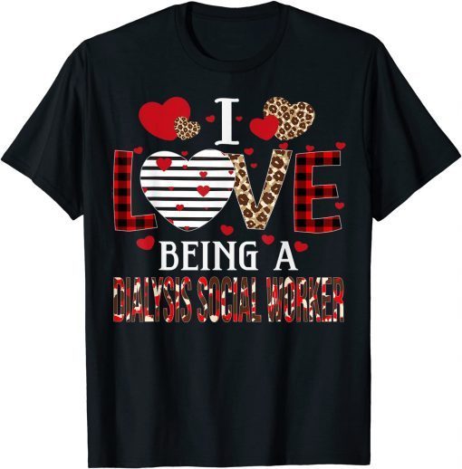 I Love Being A Dialysis Social Worker Red Plaid Valentines Classic T-Shirt