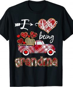 I Love Being Grandma Red Plaid Truck Hearts Valentine's Day Unisex Shirt