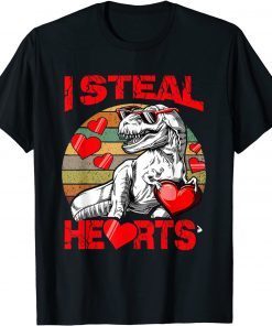 I Steal Hearts Trex Dino Baby Boy Valentines Day Toddler T-Shirt