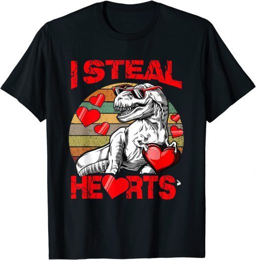 I Steal Hearts Trex Dino Baby Boy Valentines Day Toddler T-Shirt