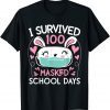 I Survived 100 Masked School Days Rabbit Gift T-Shirt