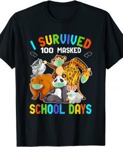 I Survived 100 Masked School Days Wild Animal Characters Gift Shirt