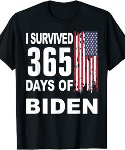 I Survived 365 Days Of Biden American Flag Gift Shirt