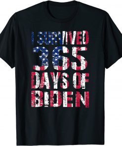 I Survived 365 Days Of Biden Anti Biden US FLAG Gift Shirt