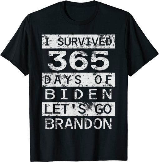 I Survived 365 Days Of Biden Lets Go Bradon Anti Biden USA Classic Shirt