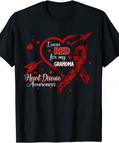 I Wear Red For My Grandma Heart Disease Red Ribbon Awareness T-Shirt