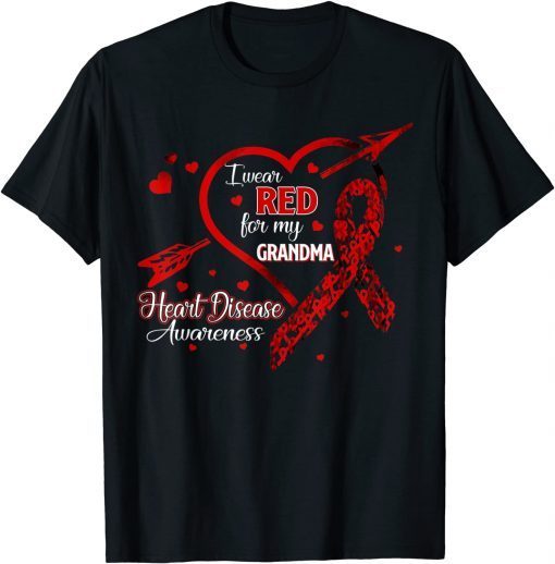 I Wear Red For My Grandma Heart Disease Red Ribbon Awareness T-Shirt