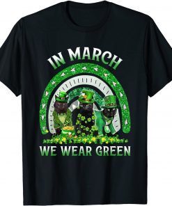 In March We Wear Green Cats Irish St Patrick's Day Rainbow Unisex Shirt
