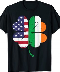 Irish USA Flag Shamrock Leaf St Patricks Day Unisex Shirt