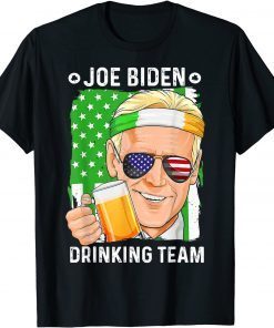 Joe Biden Drinking Team Draft Beer USA Flag St Patrick's Day Gift T-Shirt
