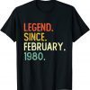 Legend Since February 1980 42Th Birthday 42 Years Old Classic Shirt