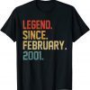 Legend Since February 2001 21 Year Old 21st Birthday Classic Shirt