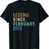 Legend Since February 2012 10Th Birthday 10 Years Old Gift Shirt