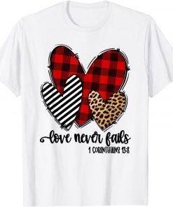 Leoparad Print Heart Valentine Love Never Fails Gift Shirt