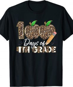 Leopard Apples 100th Day 4th Grade Teacher 100 Days Smarter Gift Shirt
