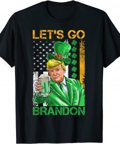 Lets Go Brandon St Patricks Day Trump American Flag Shamrock Limited Shirt
