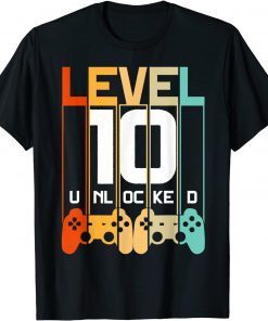 Level 10 Unlocked 10th Birthday Matching Video Game Official Shirt