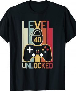 Level 40 Unlocked Video Gamer 40 Year Old 40th Birthday Classic Shirt