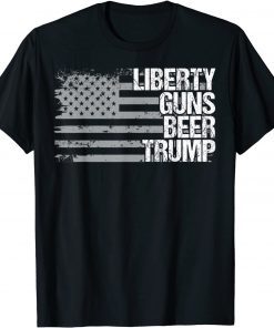 Liberty Guns Beer Trump LGBT Dad Grandpa Veteran US Flag Classic Shirt