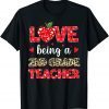 Love Being A 2nd Grade Teacher Valentines Day Leopard Plaid Classic Shirt