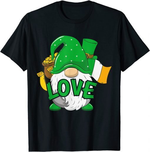 Love Gnome Shirt Funny St Patricks Day Irish Flag Classic Shirt