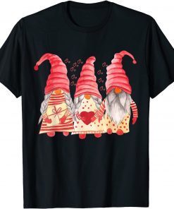 Love Gnome Valentines Day Hearts Love Buffalo Plaid T-Shirt