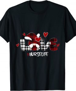 Love Gnome Valentines Day Nurse Life Healthcare Gnomes Heart Gift Shirt