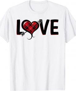 Love White Buffalo Plaid Heart Valentines Day Red Gift Shirt
