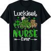 Luckiest Nurse Ever Nursing St Patricks Day Shamrock Leopard Classic Shirt