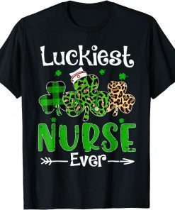 Luckiest Nurse Ever Nursing St Patricks Day Shamrock Leopard Classic Shirt
