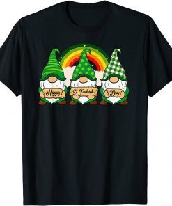 Lucky Rainbow Gnomes Holding Shamrock Happy St Patricks Day Limited Shirt