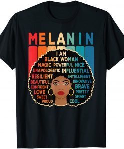 Melanin Pride Black Woman Afro American Black Girl Retro T-Shirt