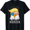 Merica Bald Eagle 4th of July Trump American Flag Gift Shirt