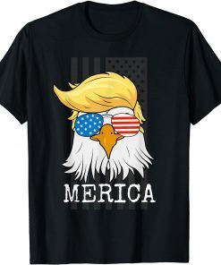 Merica Bald Eagle 4th of July Trump American Flag Gift Shirt