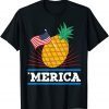 Merica Pineapple American Flag 4th Of July USA Unisex Shirt