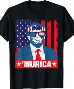 Murica Trump USA Flag Glasses 2020 Election Republican Gift T-Shirt