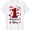 My 1st Valentines Day Hearts Love Buffalo Plaid Unisex Shirt
