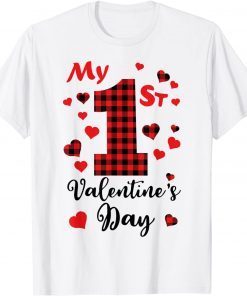 My 1st Valentines Day Hearts Love Buffalo Plaid Unisex Shirt