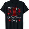 My First Valentines Day Buffalo Plaid Valentine couple Unisex Shirt