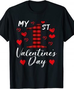 My First Valentines Day Buffalo Plaid Valentine couple Unisex Shirt