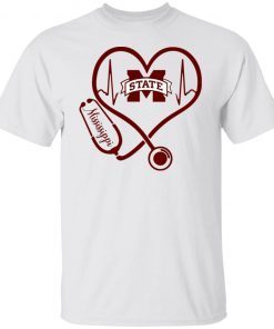 Nurse Love Mississippi State Bulldogs Heartbeat Gift Shirt